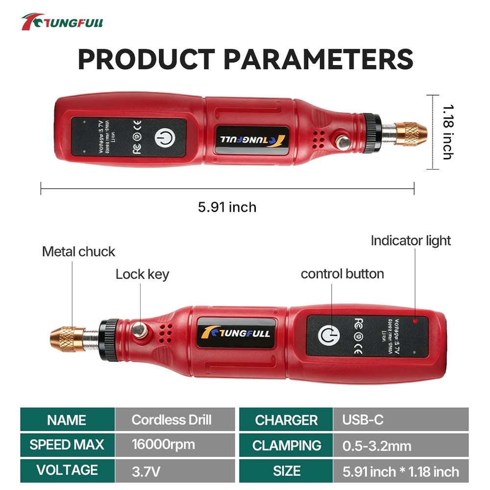 TUNGFULL 3.7V 무선 로터리 도구 USB 충전 - Power Tools Jack 리뷰 및 가격