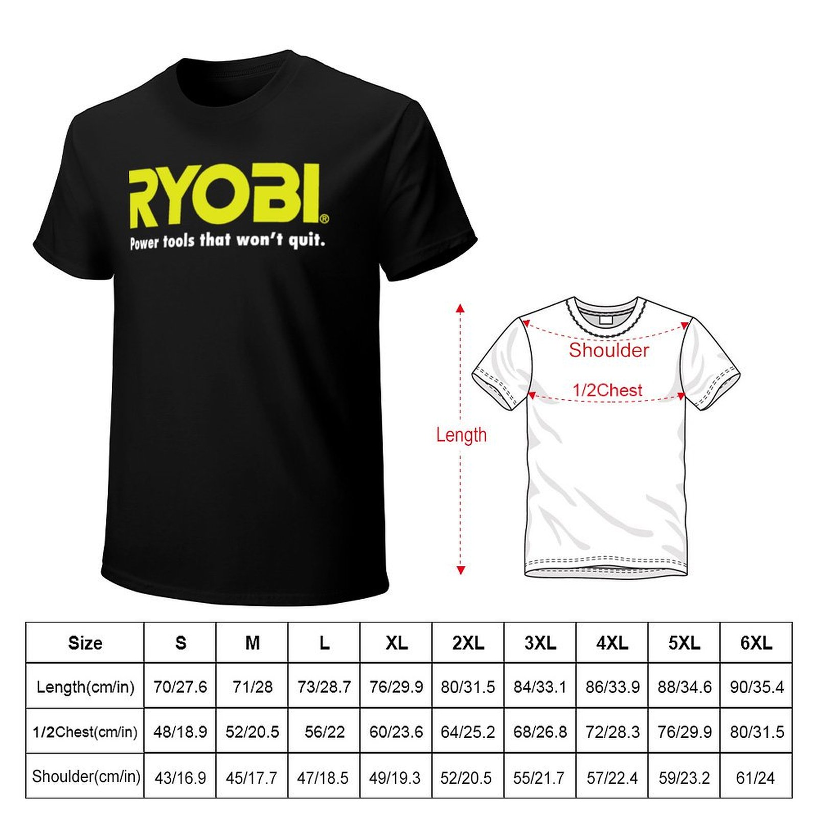 전동 공구 로고가 새겨진 류비(RYOBI) 티셔츠, 면 - Power Tools China 리뷰 및 가격